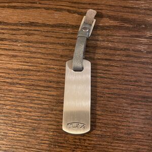 Tumi Luggage ID Hang Tag Briefcase Duffle Tag Travel Leather Gray/Silver Metal